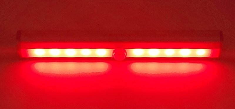 Lock Connectiona Led Motion Activated Cabinet Light Stick-on Anywhere Battery Operated 10 Sensor Red Qty 1 Pc