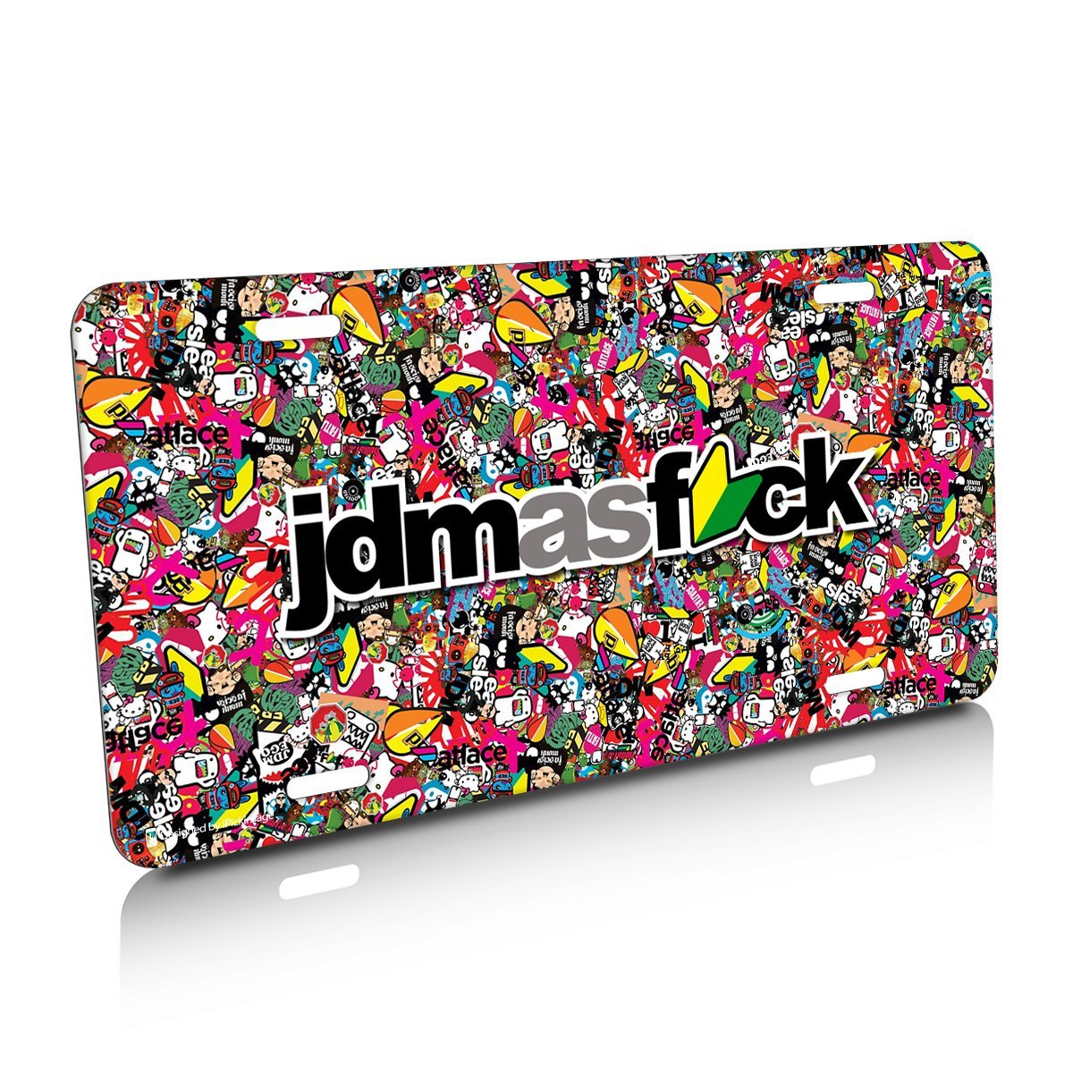 Jdm As Fck Sticker Bomb Color Graphic Aluminum Auto License Plate