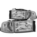 Auto Dynasty Compatible With Dodge Ram Br Be Pair Of Chrome Housing Clear Corner Headlight Led 3rd Brake Light