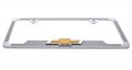 Chevy 3d Bowtie Carbon Fiber Vinyl Inlay License Plate Frame Silver