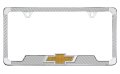 Chevy 3d Bowtie Carbon Fiber Vinyl Inlay License Plate Frame Silver