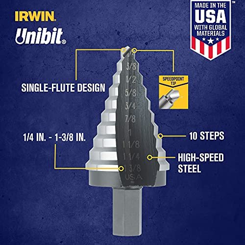 Irwin Unibit High-speed Steel Fractional Self-starting Step-drill 5 10235