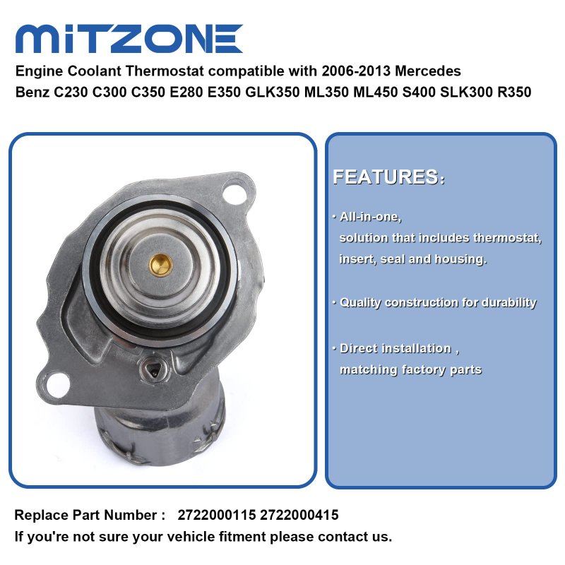 Engine Coolant Thermostat For 2006-2013 Mercedes Benz C230 C300 C350 E280 E350 Glk350 Ml350 Ml450 S400 Slk300 R350 Replace