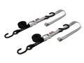 Powertye 1in X 6ft Cam Buckle Soft-tye Tie-downs W S-hooks 400 Lb Wll 1 200 Breaking Strength - Black Silver Pair 