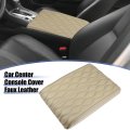 Beige Vehicle Auto Armrest Cushion Cover Center Console Box Pad Waterproof Protector Car Decoration Accessories