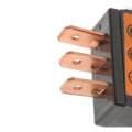 Rocker Switch With Green Indicator Light Snap Fit Mounting Blade Terminal And Rectangle Connector Alx-pau-si-hp5080-cla1 16 Amp 