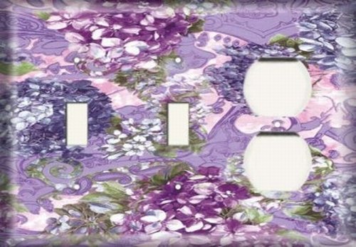 Two Switch One Duplex Receptacle Plate Purple Bluebonnet