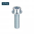 Uxcell M10x35mm Flanged Socket Head Cap Screws 10pcs 8 Grade Carbon Steel Hex Serrated Flange Bolts Machine