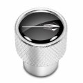 Corvette C7 Stingray Logo Black On Shining Silver Aluminum Tire Valve Stem Caps
