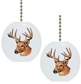 Set Of 2 Deer Buck Wildlife Solid Ceramic Fan Pulls 