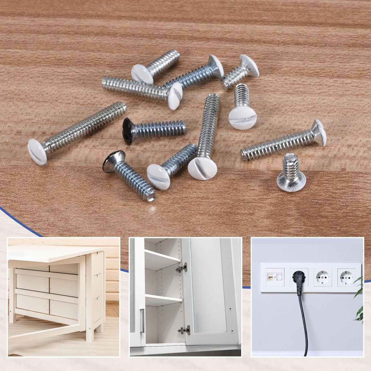 50pcs Wall Plate Screws 9 16 Long 6-32 Thread Outlet White Oval Head Milled Slot Panel Switch For Light Electrical Cover