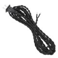 12ft 18 2 Twisted Cloth Covered Lamp Cord 1 Pcs Vintage Fabric Electrical Wire With Plug Stripped Ends Ready For Extension 