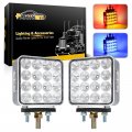 Partsam 2pcs Dual Revolution Amber Red Blue Square Double Face 38 Diode Marker Turn Signal And Auxiliary Led Pedestal Light