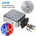 Partsam 2pcs Dual Revolution Amber Red Blue Square Double Face 38 Diode Marker Turn Signal And Auxiliary Led Pedestal Light