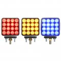 Partsam 2pcs Dual Revolution Amber Red Blue Square Double Face 38 Diode Marker Turn Signal And Auxiliary Led Pedestal Light