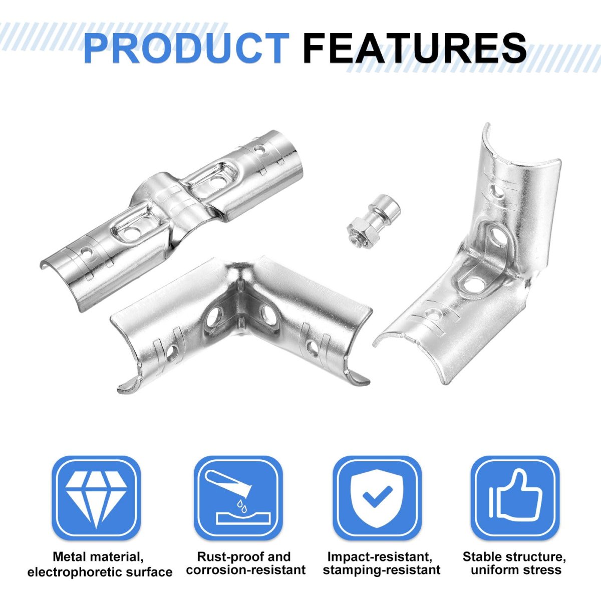 4 Sets End Rail Clamps 1 8 Inch Pipe Fitting Chain Link Fence Clamp Fit For 1 1 28mm Od With Screw And Nuts Silver Total Size