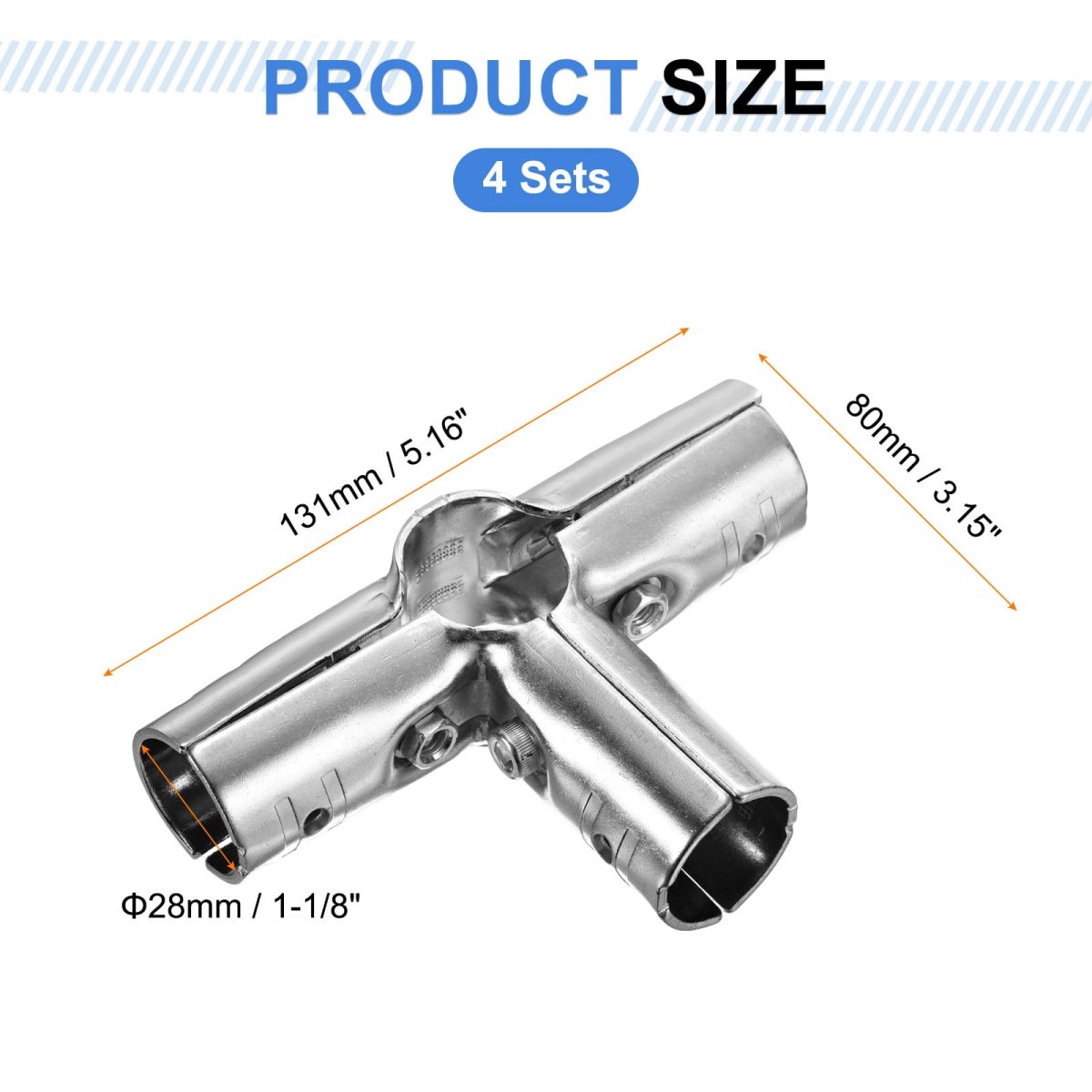 4 Sets End Rail Clamps 1 8 Inch Pipe Fitting Chain Link Fence Clamp Fit For 1 1 28mm Od With Screw And Nuts Silver Total Size