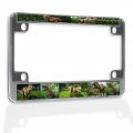 Fastasticdeals Metal Insert Bike License Plate Frame Angry Tyrannosaurus Dino Weatherproof Motorcycle Accessories Chrome 4 