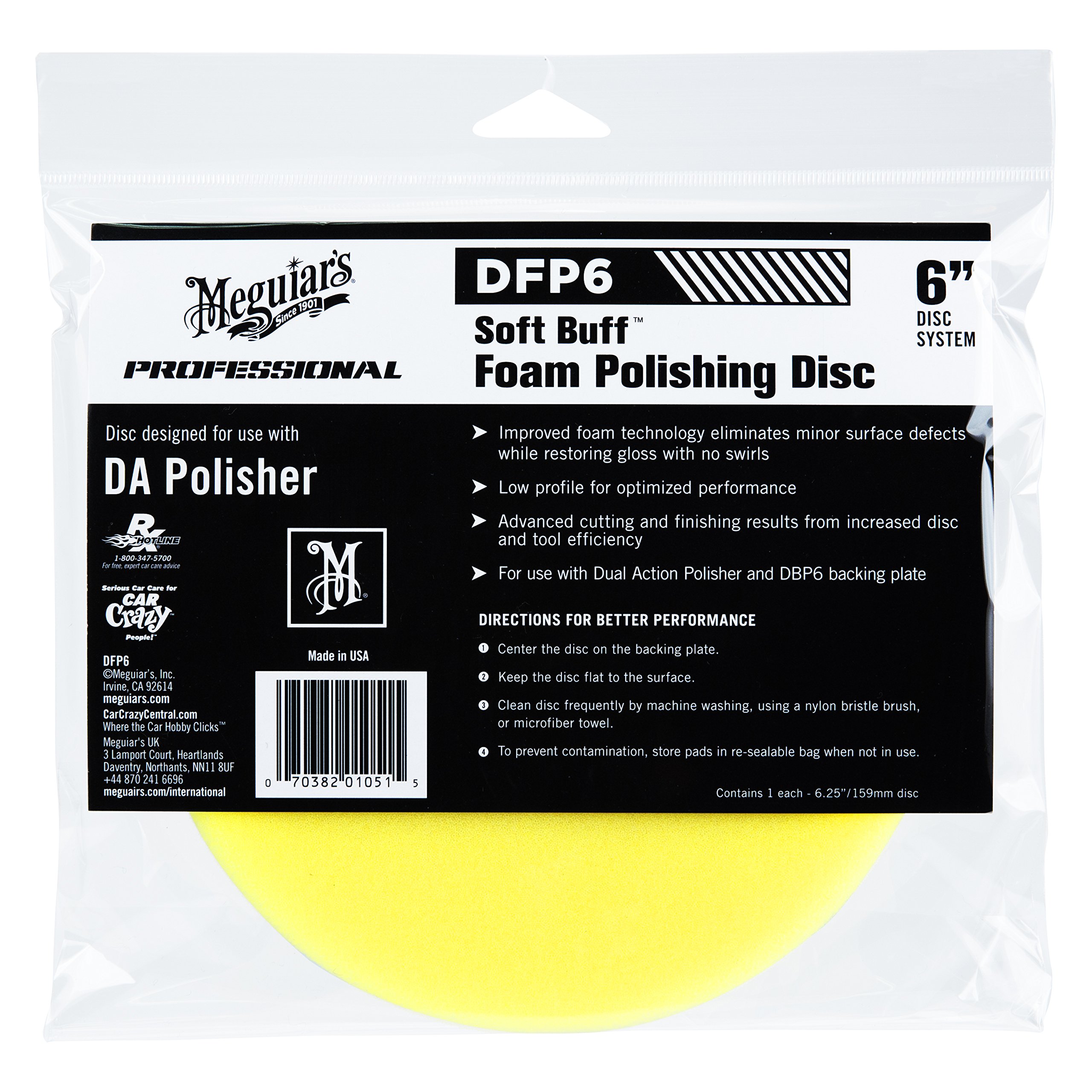 Meguiar S Professional 6 Soft Buff Da Foam Polishing Disc Df Pad For Use With A 6 Backing Plate Light Swirl Removal Cleaningnd