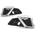 Fog Light Cover Lamp Grilles Silver Left And Right Pair For Audi A4 S4 2020-2023 Chrome Black 