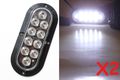 Set Of 2 Oval Oblong 6 Clear White Backup Reverse Day Time Driving Led Light Flange Surface Mount Truck Trailer Screw On