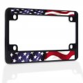 Fastasticdeals Metal Insert Bike License Plate Frame American National Flag Usa B Weatherproof Motorcycle Accessories Black 4 
