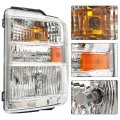 Wflnhb Driver Side Headlight Assembly Replacement For Ford E150 E250 E350 E450 2008-2014 Headlights Superduty Chrome Clear