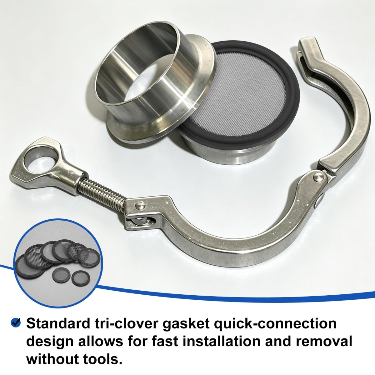2 Fkm Sanitary Gasket With Stainless Steel Screen 200 Mesh
