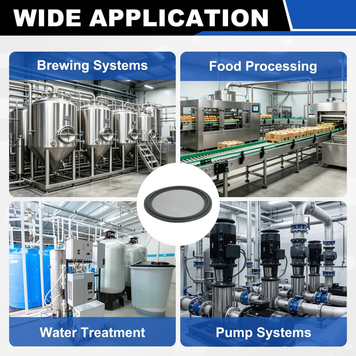 2 Fkm Sanitary Gasket With Stainless Steel Screen 200 Mesh