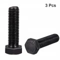 Uxcell M14x50mm Hex Head Screw Bolts Fastener Grade 8 Carbon Steel Black 3pcs