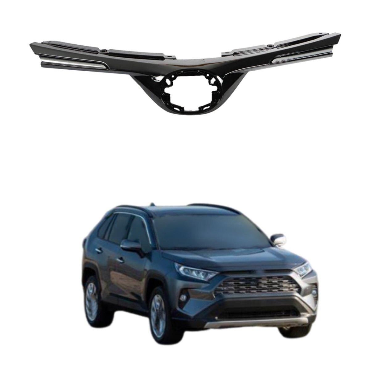 Front Upper Grille Glossy Black Replacement For Rav4 2016 2017 2018