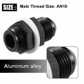 X Autohaux 2pcs Car Male An10 10an To Flare Hose Reducer Fuel Line Fitting Adapter Oil Cooler Bulkhead Aluminum Alloy Black