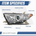 Auto Dynasty Projector Headlight Assembly For 2011 2012 2013 Toyota Highlander Driver Left Side Halogen Headlamp Replacement
