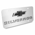Ipick Image Made For Chevrolet Silverado Black Bowtie 3d Dual Logo Mirror Chrome Stainless Steel License Plate