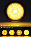Partsam 2pcs 4 Inch Round Led Trailer Lights Yellow Amber Lotus Pattern With Strobe Function Warning Turn Signal Running Tail