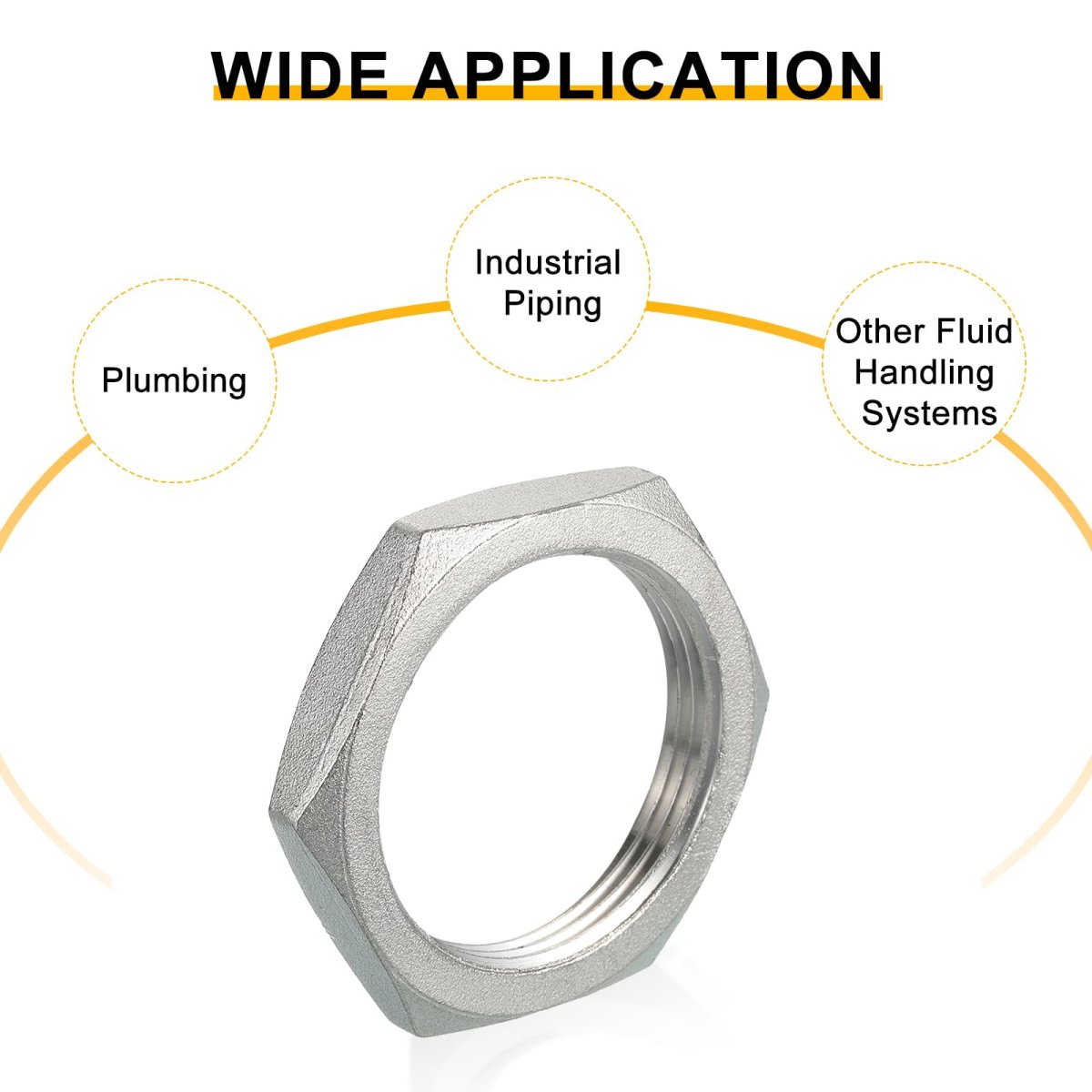 3pcs Cast Pipe Fitting Hex Locknut 304 Stainless Steel Lock Nut Pt 1-1 2 Female Thread For Plumbing Fixed Water Broom And