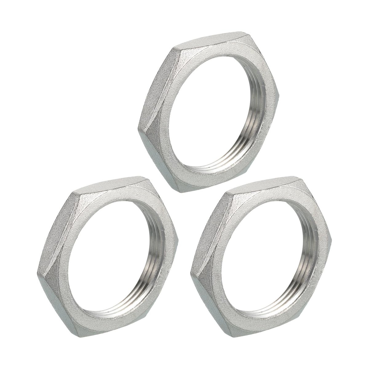 3pcs Cast Pipe Fitting Hex Locknut 304 Stainless Steel Lock Nut Pt 1-1 2 Female Thread For Plumbing Fixed Water Broom And