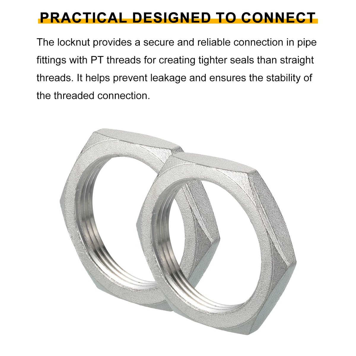 3pcs Cast Pipe Fitting Hex Locknut 304 Stainless Steel Lock Nut Pt 1-1 2 Female Thread For Plumbing Fixed Water Broom And