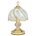 Ok Lighting Ok-606wg 14 25-inch Touch Lamp With White Glass Floral Theme Gold 