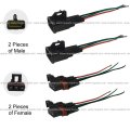 2 Sets Of 3 Wire Plug Pin Male And Female High Low Beam Connector For Vehicles