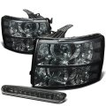 Auto Dynasty Compatible With Silverado Gmt900 Pair Of Smoke Lens Clear Corner Headlight Led 3rd Brake Light