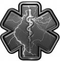 Reflective Star Of Life Emergency Response Ems Emt Paramedic Decal In Gray Lightning Strike