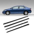 4pcs Car Outer Door Window Molding Trim Weatherstrip Seal For 2006-2011 Honda Civic Replace 72460-sna-a01 72410-sna-a01 