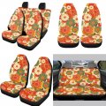 Fuibeng Groovy Flower Car Seat Cover For Women 12 Pcsi Beauty Hippie Floral Boho Coaster 15inch Auto Steering Wheel Wrap