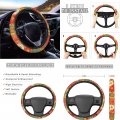 Fuibeng Groovy Flower Car Seat Cover For Women 12 Pcsi Beauty Hippie Floral Boho Coaster 15inch Auto Steering Wheel Wrap