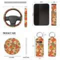 Fuibeng Groovy Flower Car Seat Cover For Women 12 Pcsi Beauty Hippie Floral Boho Coaster 15inch Auto Steering Wheel Wrap