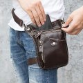 Ihreesy Genuine Leather Drop Leg Bag Waist Fanny Pack Canvas Men Women Multi-pockets Pouch For Outdoor Bike Motorcycle Cycling