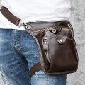 Ihreesy Genuine Leather Drop Leg Bag Waist Fanny Pack Canvas Men Women Multi-pockets Pouch For Outdoor Bike Motorcycle Cycling