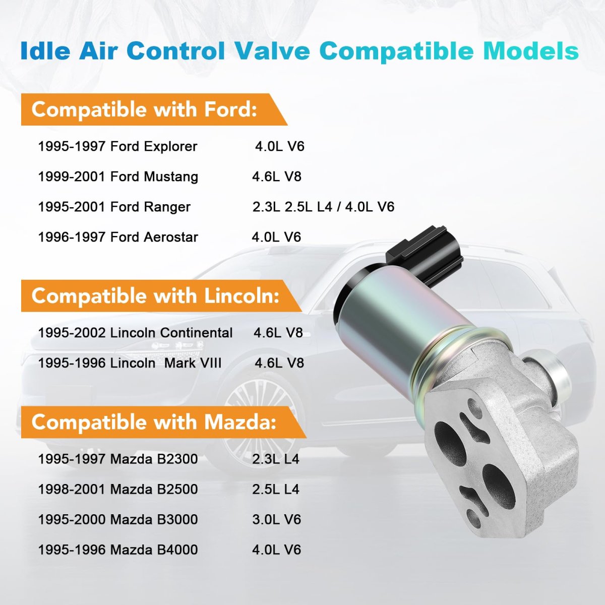 Idle Air Control Valve Ac117 For 1995 2001 Ford Ranger Explorer Mustang Aerostar 2002 Lincoln Continental Mark Viii B2300 B2500