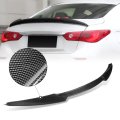 V-style Rear Car Trunk Lid Spoiler Compatible With Infiniti Q50 2014-2021 Glossy Black Carbon Fiber